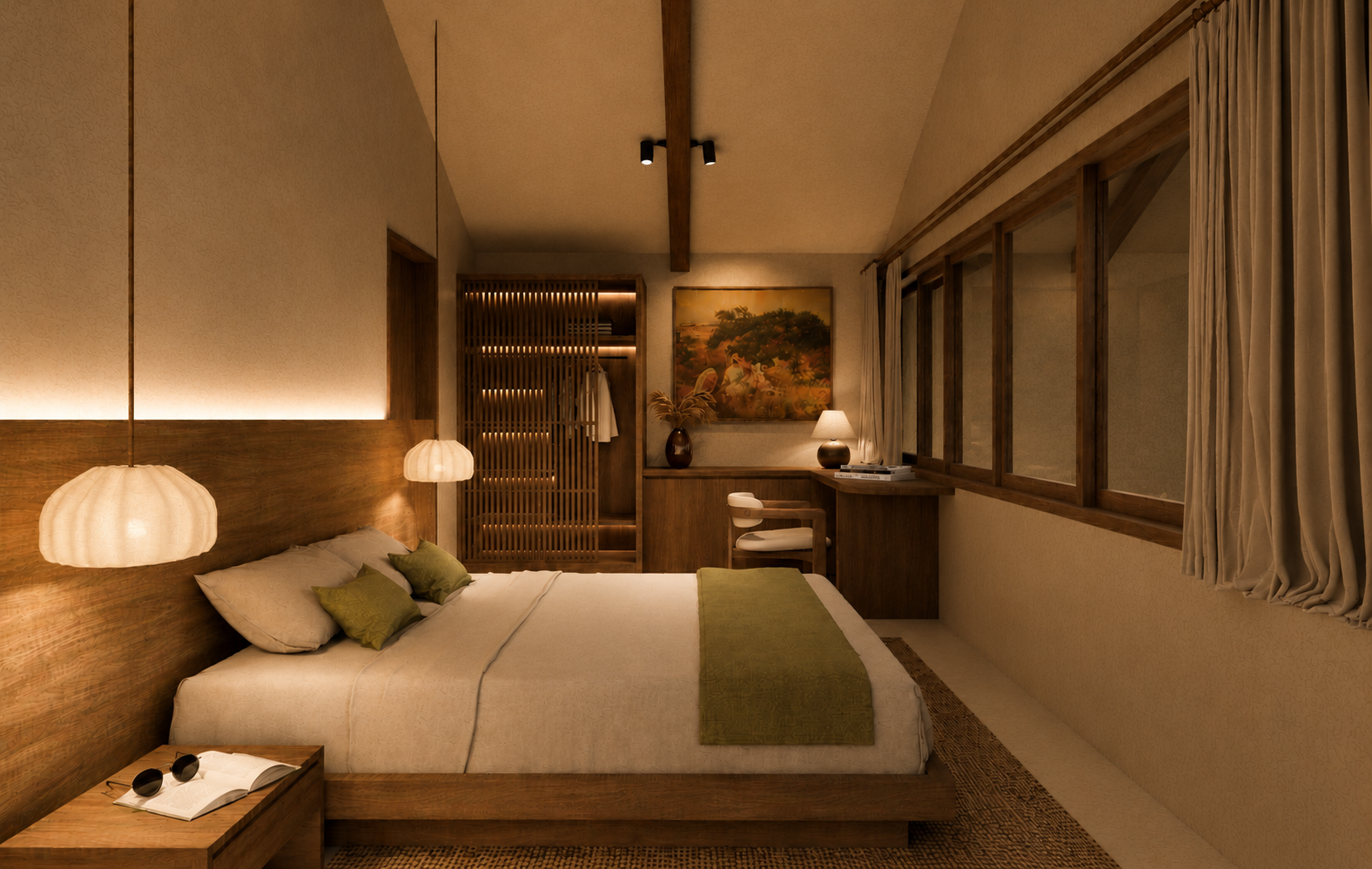 Warm enclosed bedroom at Sela Residences